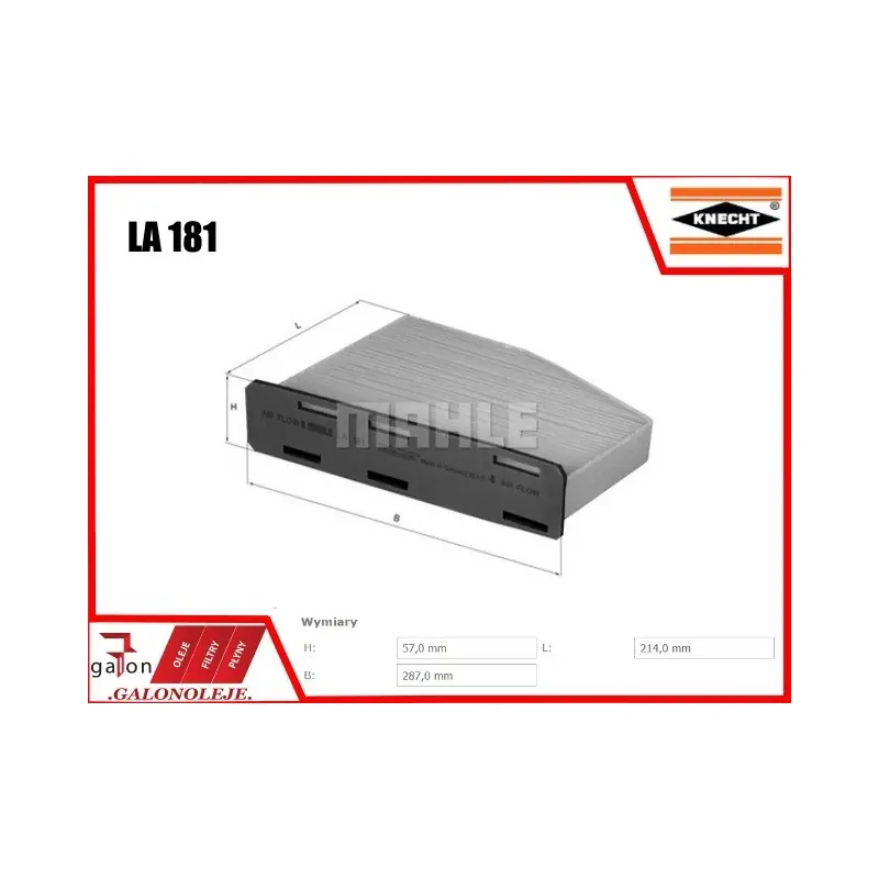 KNECHT FILTR KABINOWY LA 181 - Kup online
