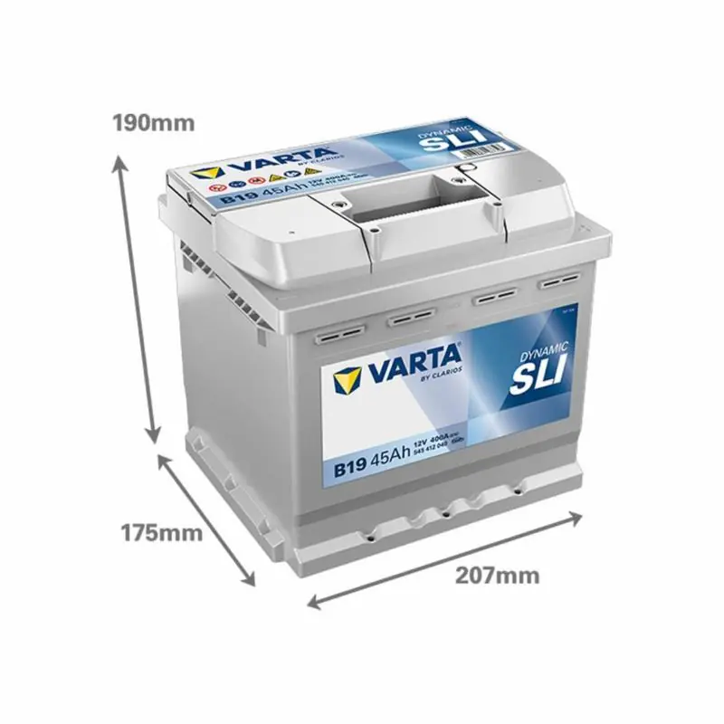Najwyższa jakość - VARTA Dynamic SLI B19 45Ah 400A P+ – Akumulator 12V (Prawy Plus)