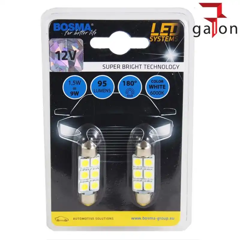 BOSMA LED - C5W - SMDx6 - 10x39 - 12V - 2szt. blister - 3833 - Jakość premium