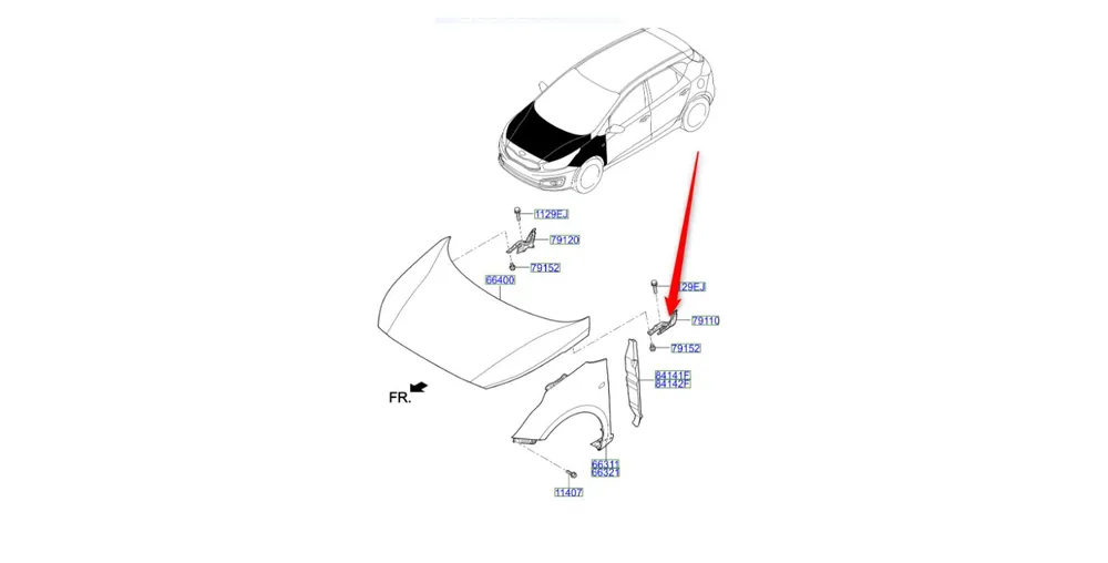Zawias maski lewy 2015 2018 KIA 79110A2000 - Ekspresowa dostawa